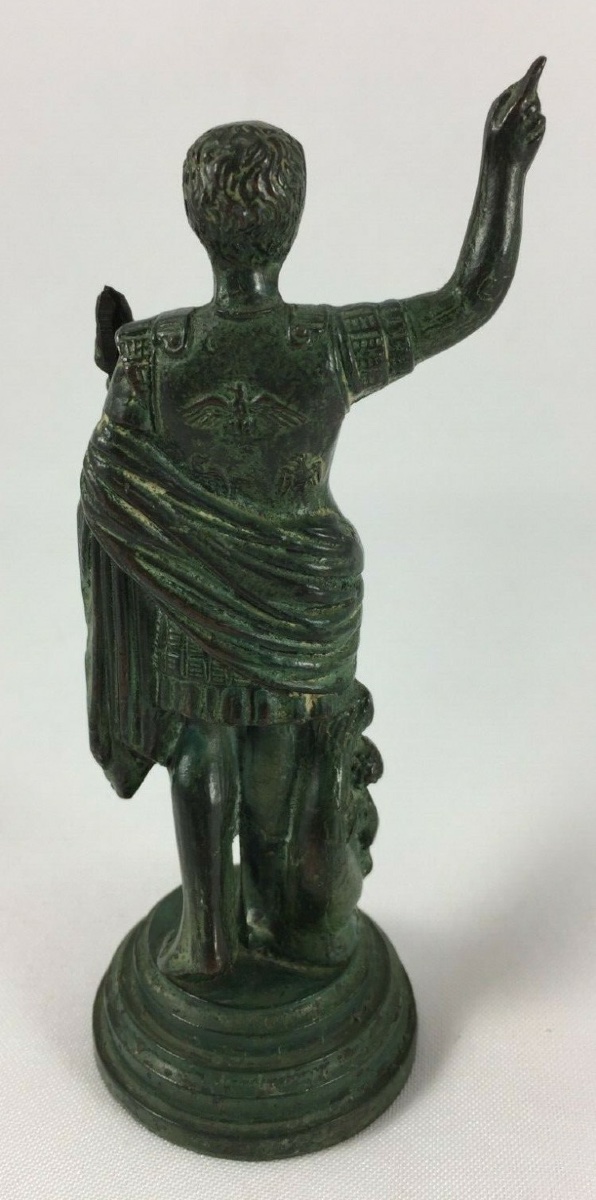 Bronze Figure In Antique Style, Green Patina, Roman Dignitary, 19th Century-photo-4