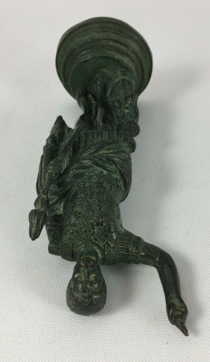 Bronze Figure In Antique Style, Green Patina, Roman Dignitary, 19th Century-photo-3