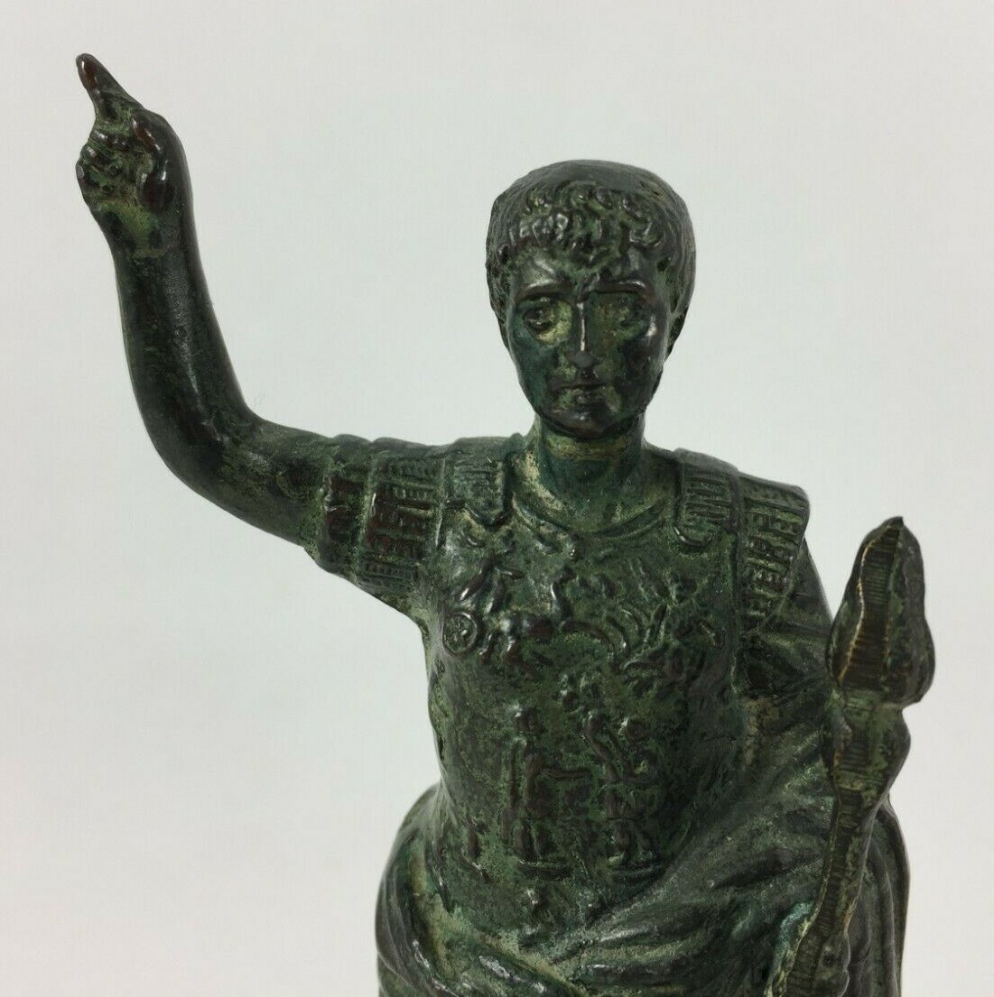 Bronze Figure In Antique Style, Green Patina, Roman Dignitary, 19th Century-photo-5