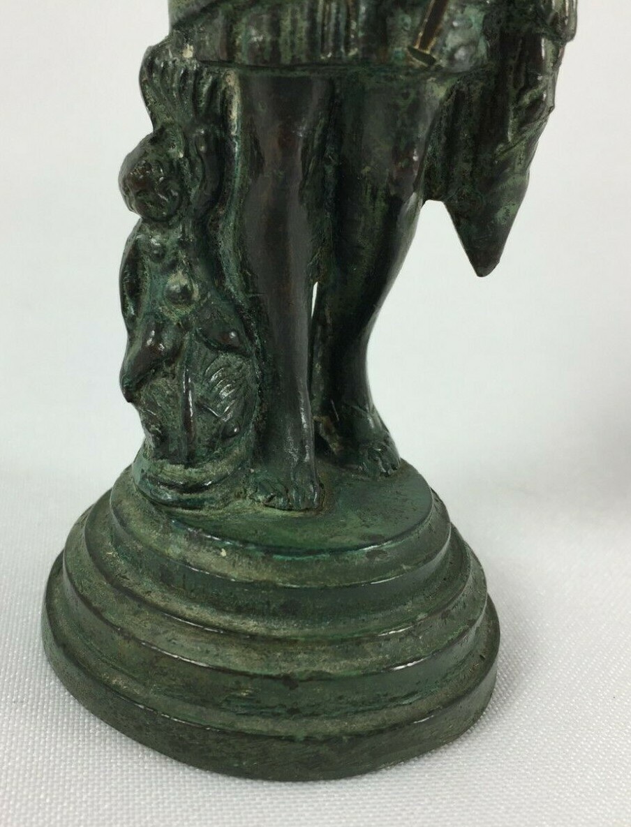 Bronze Figure In Antique Style, Green Patina, Roman Dignitary, 19th Century-photo-6