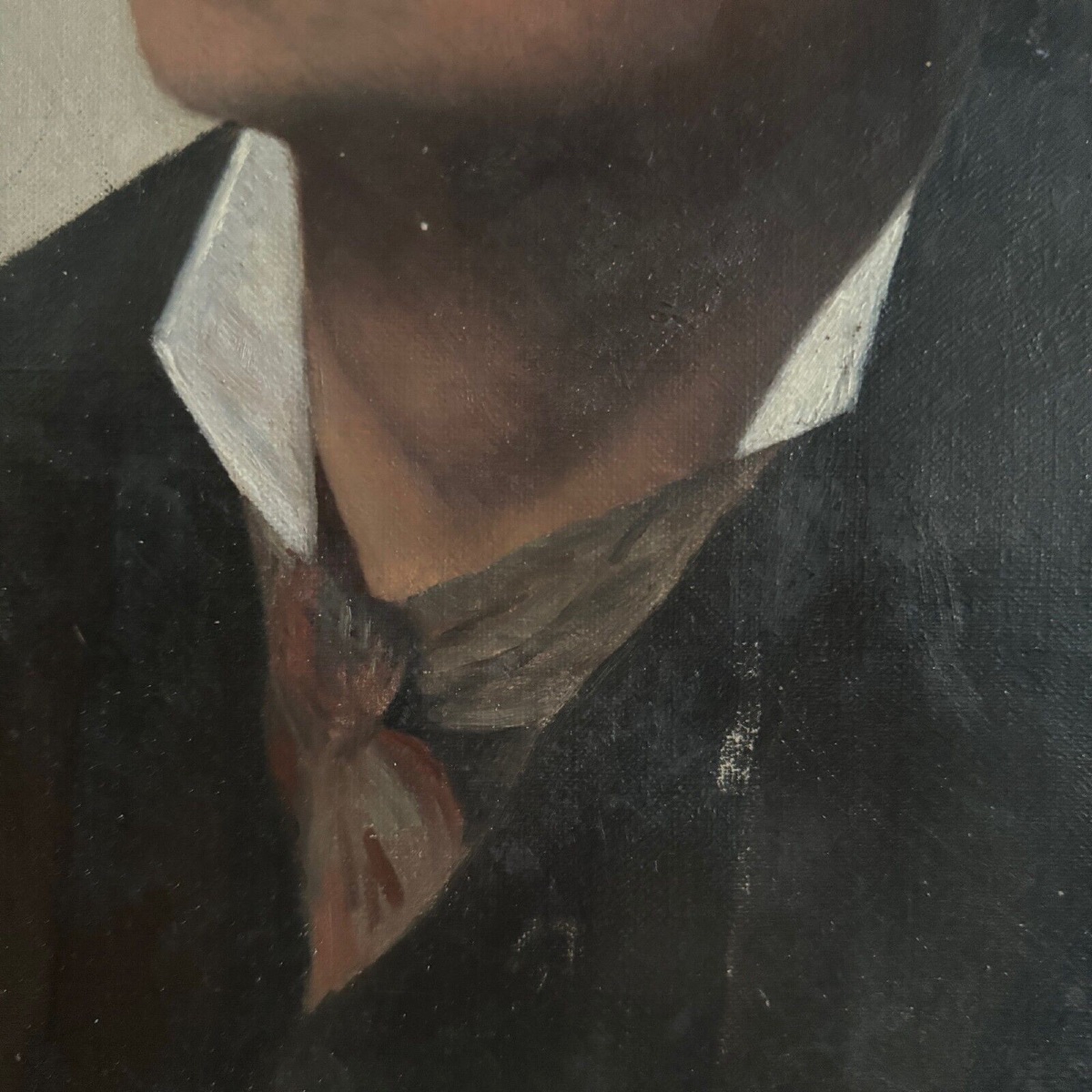 Oil On Canvas Portrait Of A Young Man In Profile, Late 19th Century-photo-2