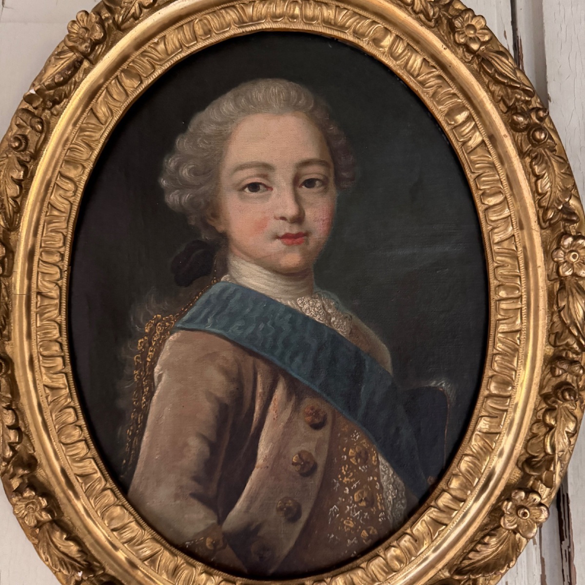 Paire de tableaux ovales XVIIIe Louis XV adolescent et Marie Leszczynska-photo-2