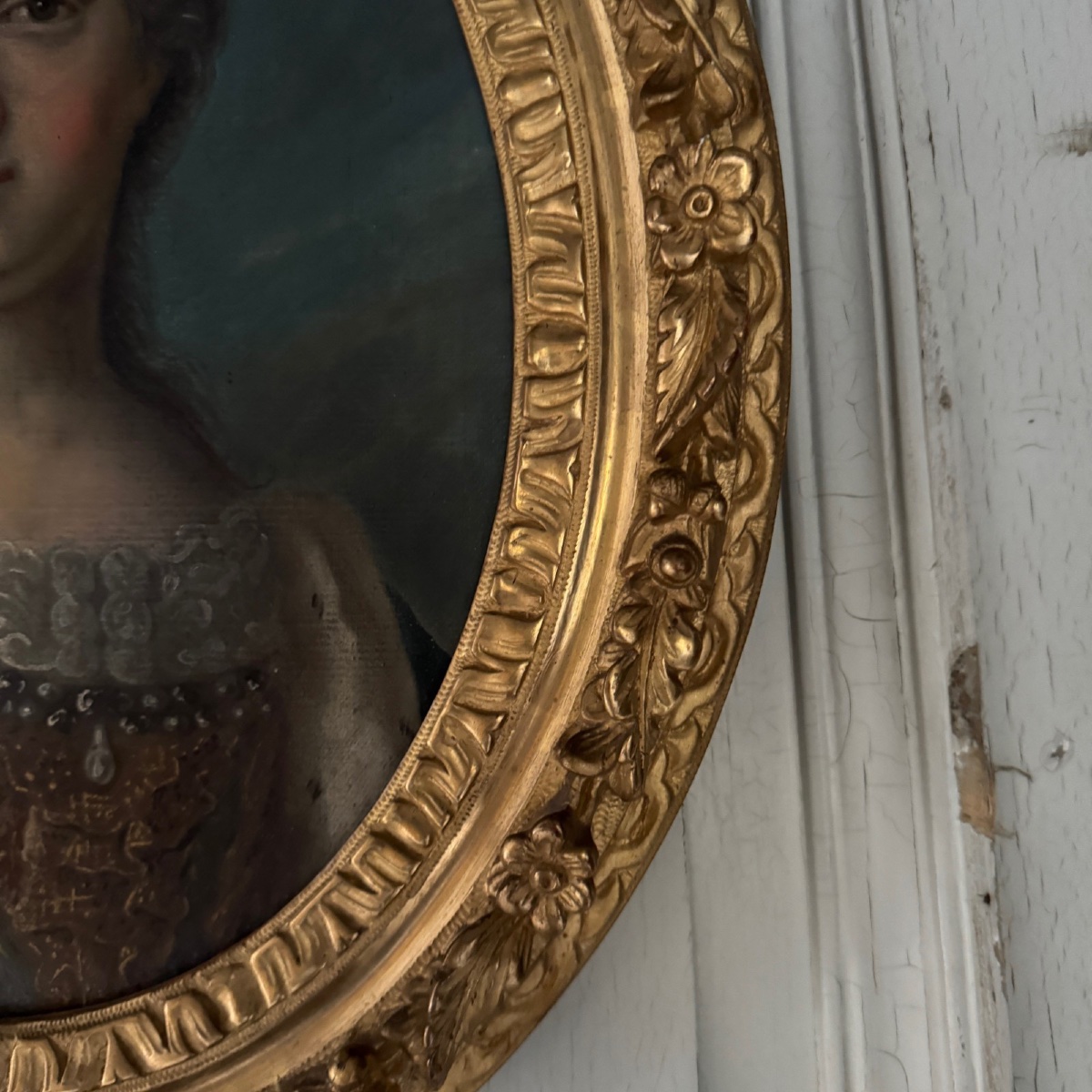 Paire de tableaux ovales XVIIIe Louis XV adolescent et Marie Leszczynska-photo-6
