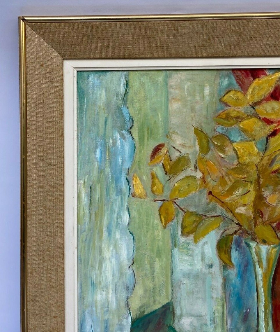 Huile sur carton nature morte aux fleurs 1950 non signée-photo-3