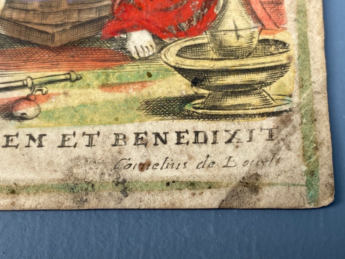 Gouache Gravure Peinture sur carton Cornelius de Boudt XVIIIe-photo-1
