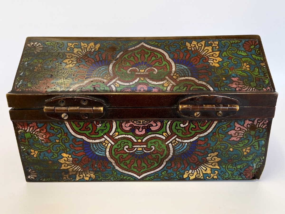Cloisonné Box China Chinese Signature To Identify 19th Rich Decoration-photo-4