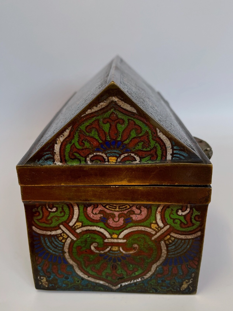 Cloisonné Box China Chinese Signature To Identify 19th Rich Decoration-photo-2