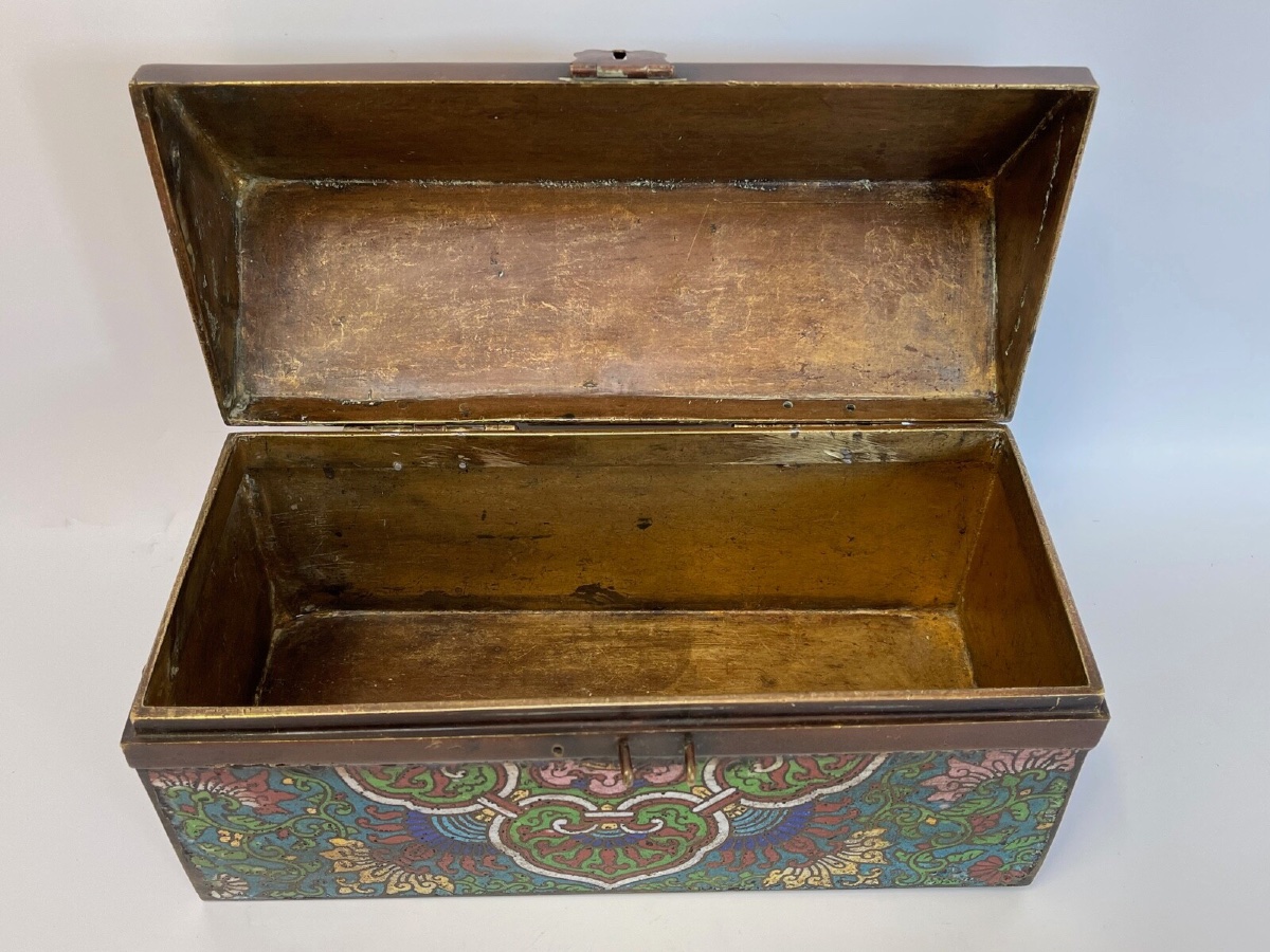 Cloisonné Box China Chinese Signature To Identify 19th Rich Decoration-photo-3