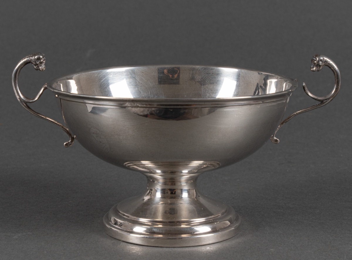 Silver Wedding Shower Pedestal Bowl With Animal Head Sockets-photo-4