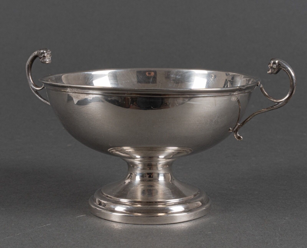 Silver Wedding Shower Pedestal Bowl With Animal Head Sockets