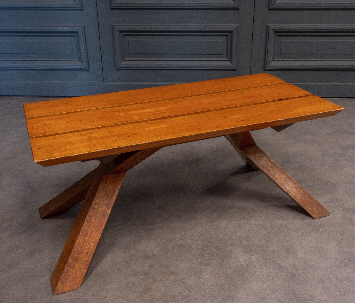 1970s Slatted Coffee Table In The Style Of Pierre Chapo-photo-2