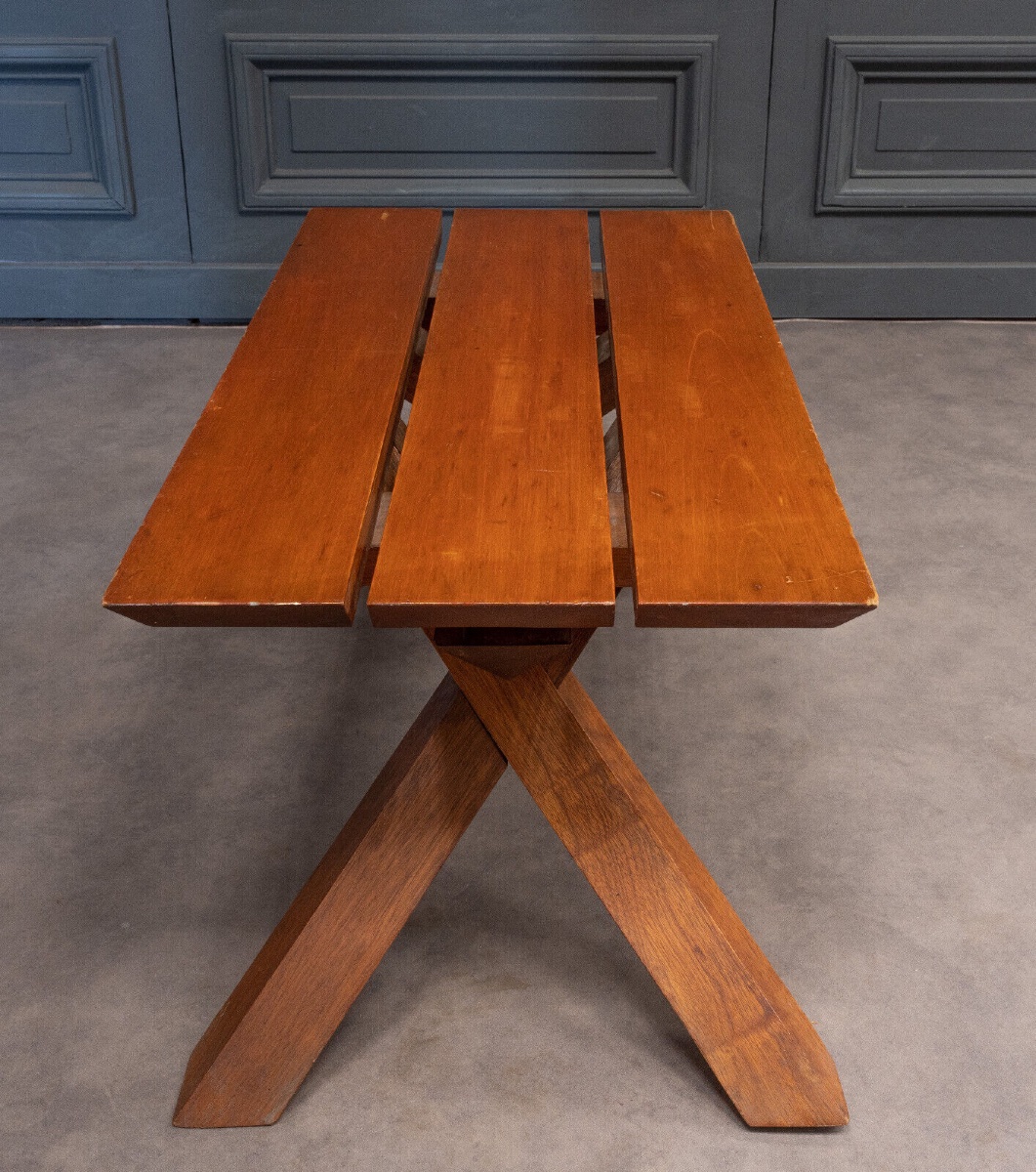 1970s Slatted Coffee Table In The Style Of Pierre Chapo-photo-3