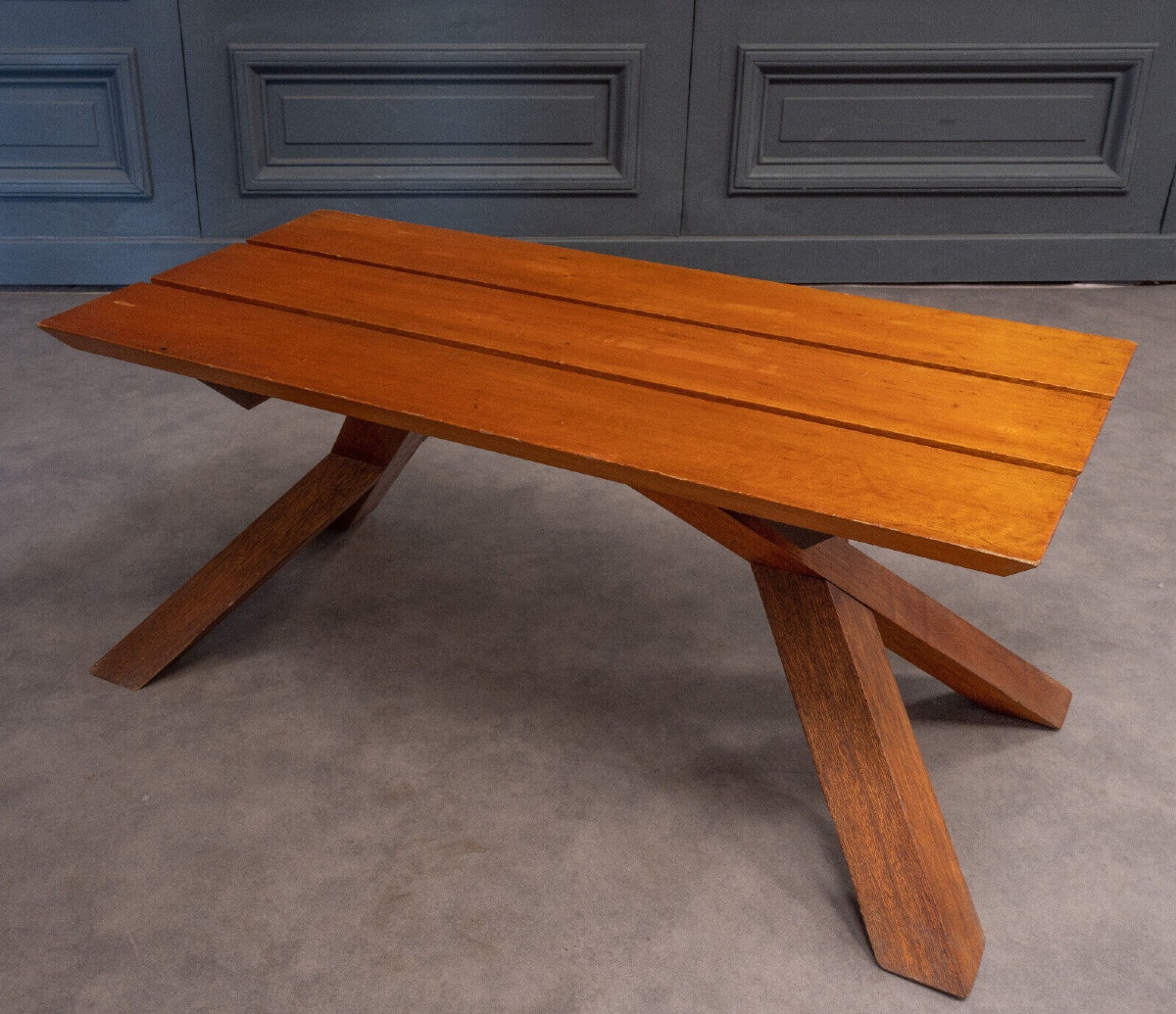1970s Slatted Coffee Table In The Style Of Pierre Chapo-photo-4