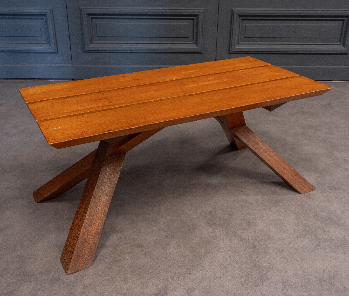 1970s Slatted Coffee Table In The Style Of Pierre Chapo-photo-2