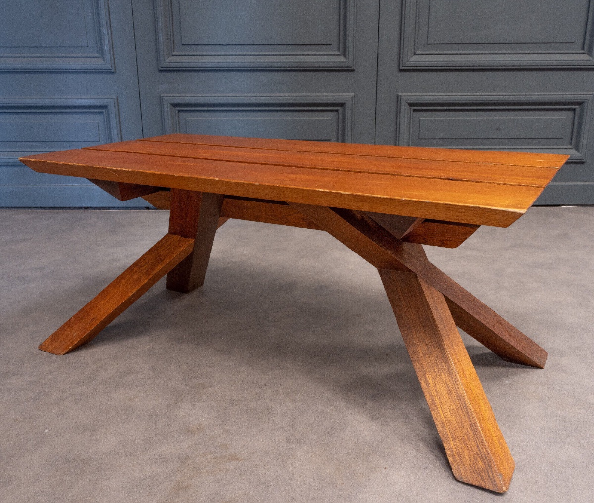 1970s Slatted Coffee Table In The Style Of Pierre Chapo-photo-4