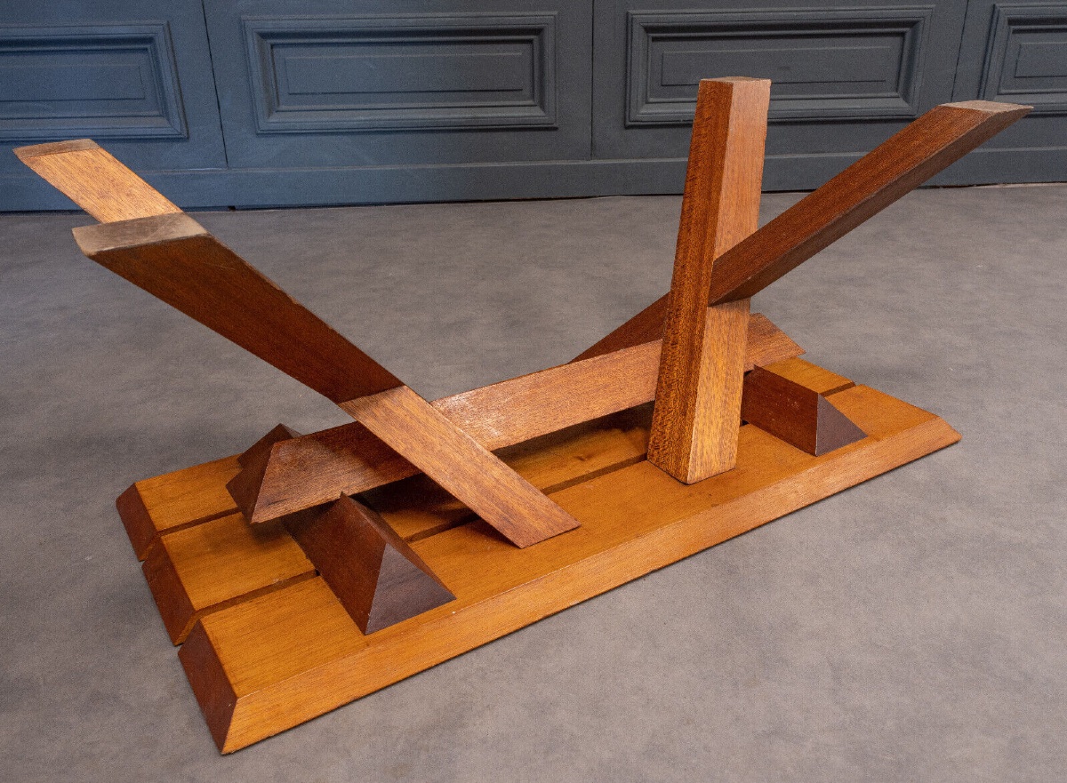 1970s Slatted Coffee Table In The Style Of Pierre Chapo-photo-7