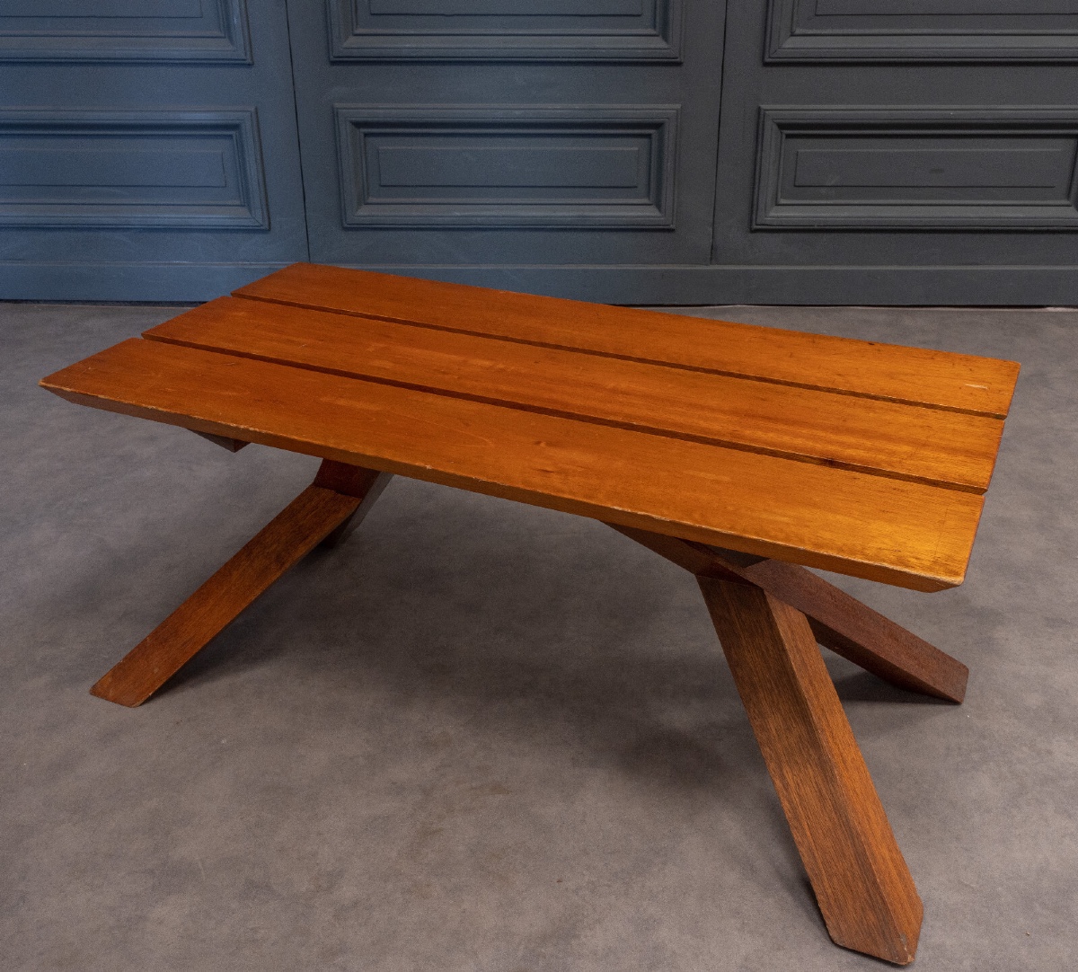 1970s Slatted Coffee Table In The Style Of Pierre Chapo
