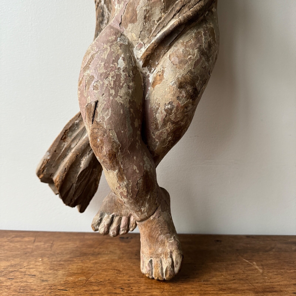 Angelot en bois sculpté polychrome XVIIe-photo-8