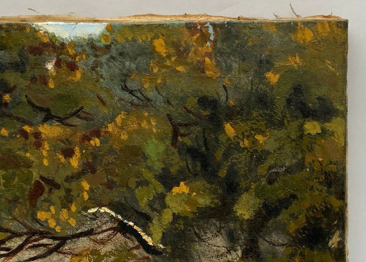 Huile sur toile par J. Hatetuy paysage scène de pêcheurs XXe-photo-1