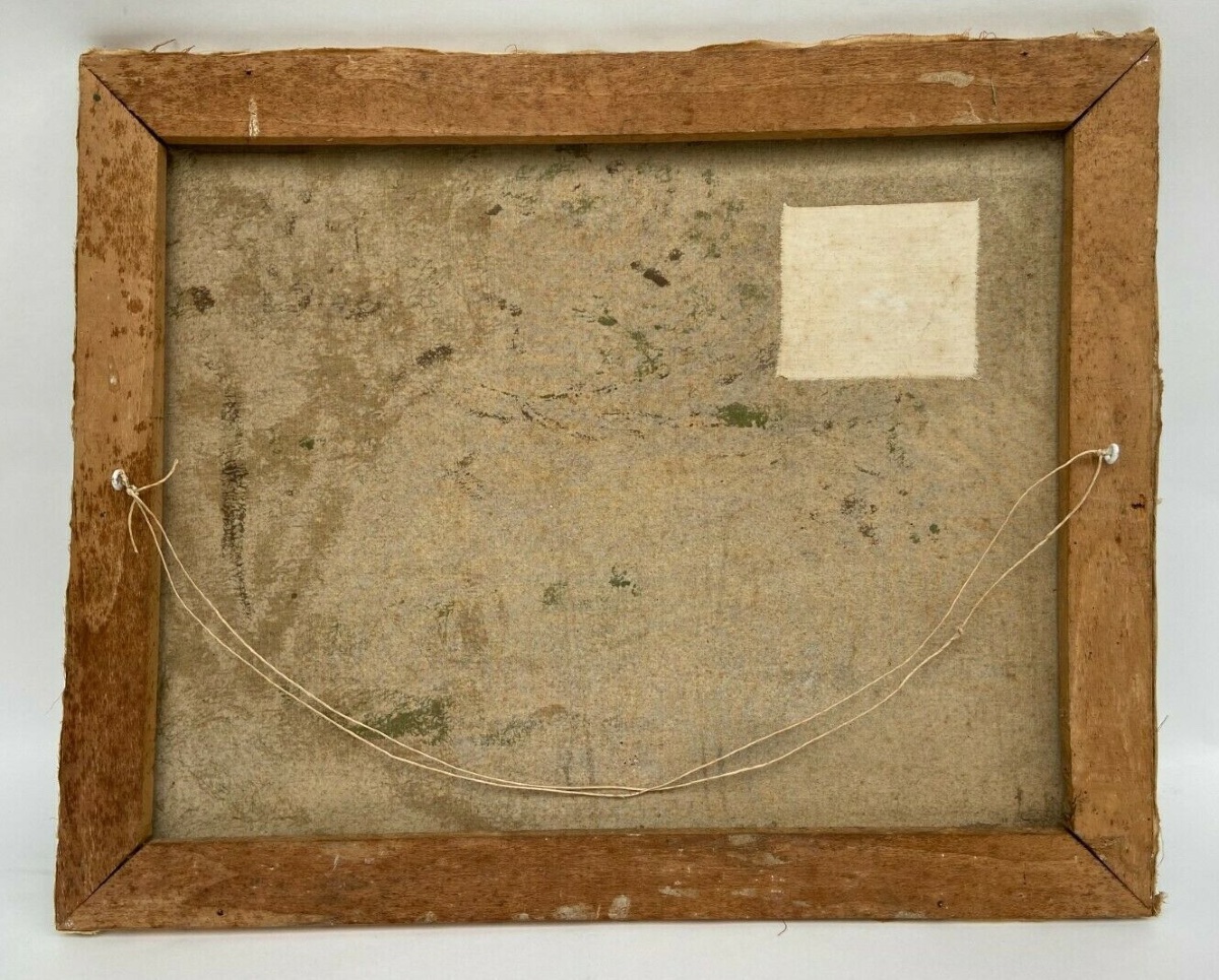 Huile sur toile par J. Hatetuy paysage scène de pêcheurs XXe-photo-5