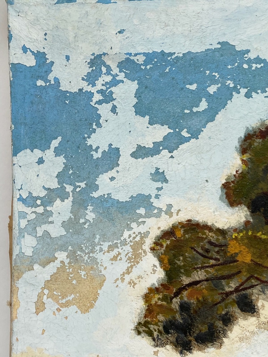 Huile sur toile par J. Hatetuy paysage scène de pêcheurs XXe-photo-7