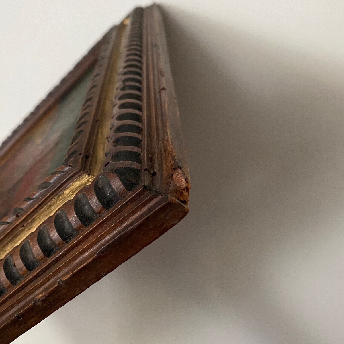 Paire de panneaux en bois peint décor goût de la Haute Epoque cadre bois-photo-4