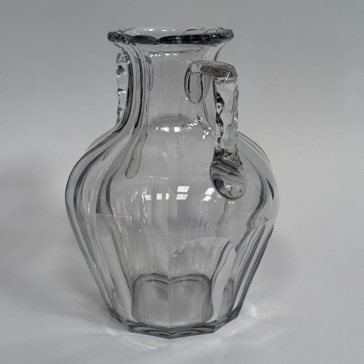 Vase en cristal avec anses Baccarat XIXe pans coupés-photo-4