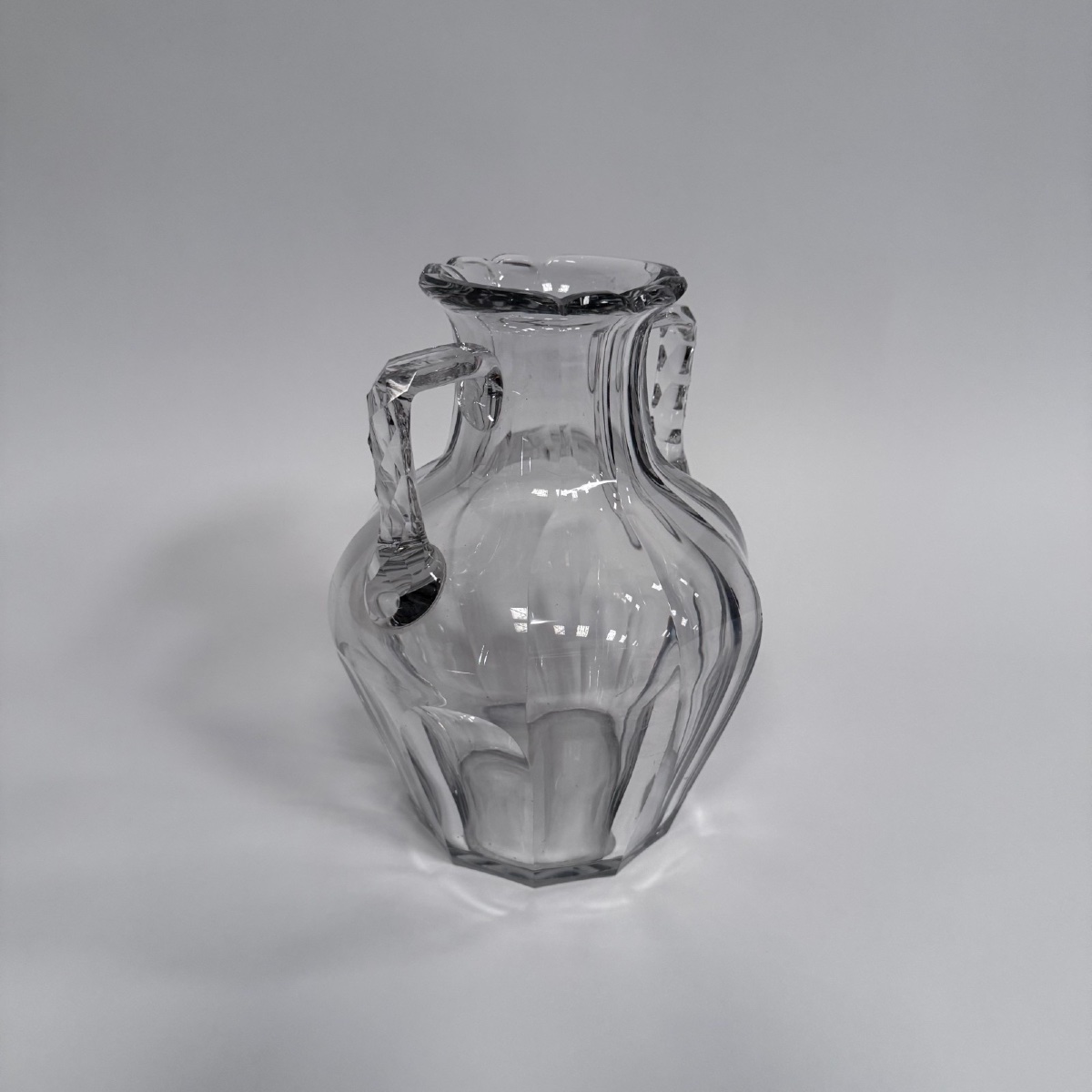 Vase en cristal avec anses Baccarat XIXe pans coupés-photo-4