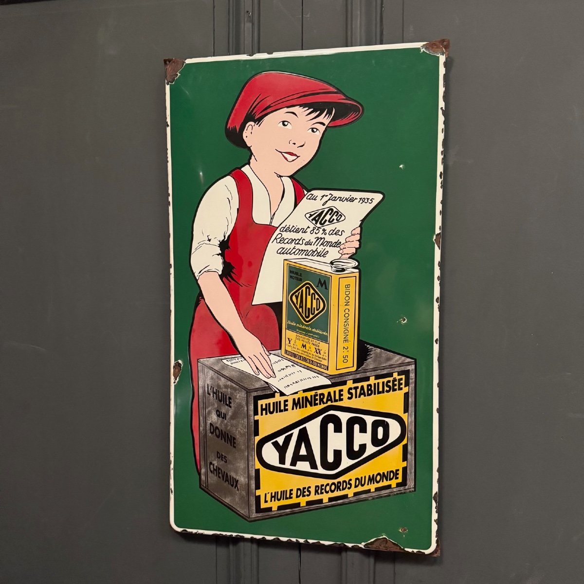 Yacco Enamelled Advertising Plate 103 X 58 Cm-photo-2