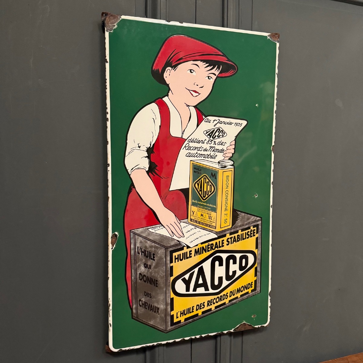 Yacco Enamelled Advertising Plate 103 X 58 Cm-photo-3
