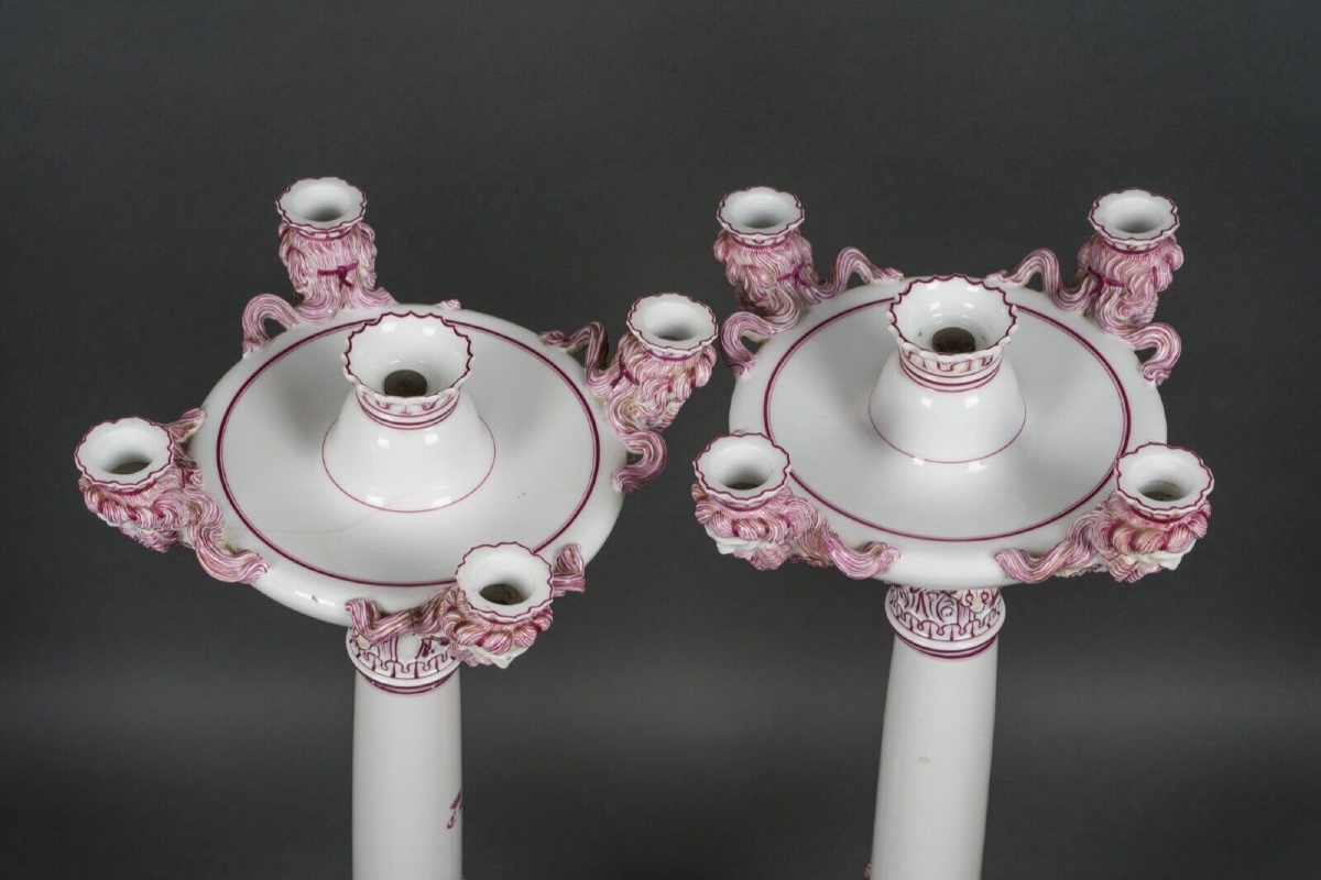 Pair Of Jacob Petit Rihouet 5-light Candelabras With Caryatid Decoration-photo-2