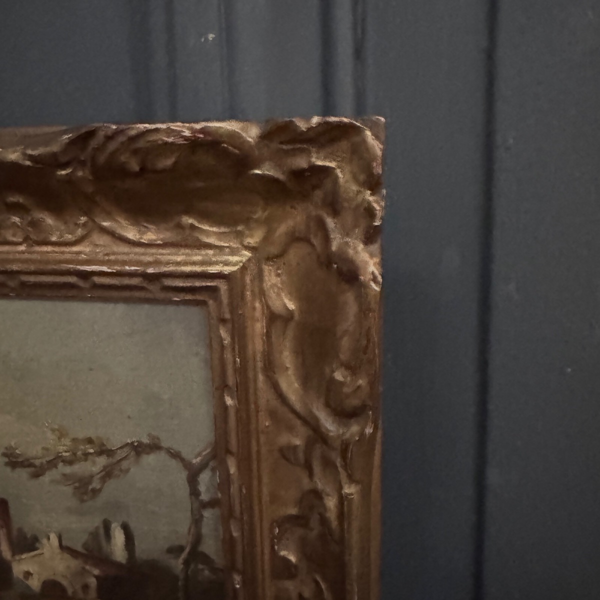 Oil On Panel, Port Scene, Late 19th Century, Gilded Frame-photo-7