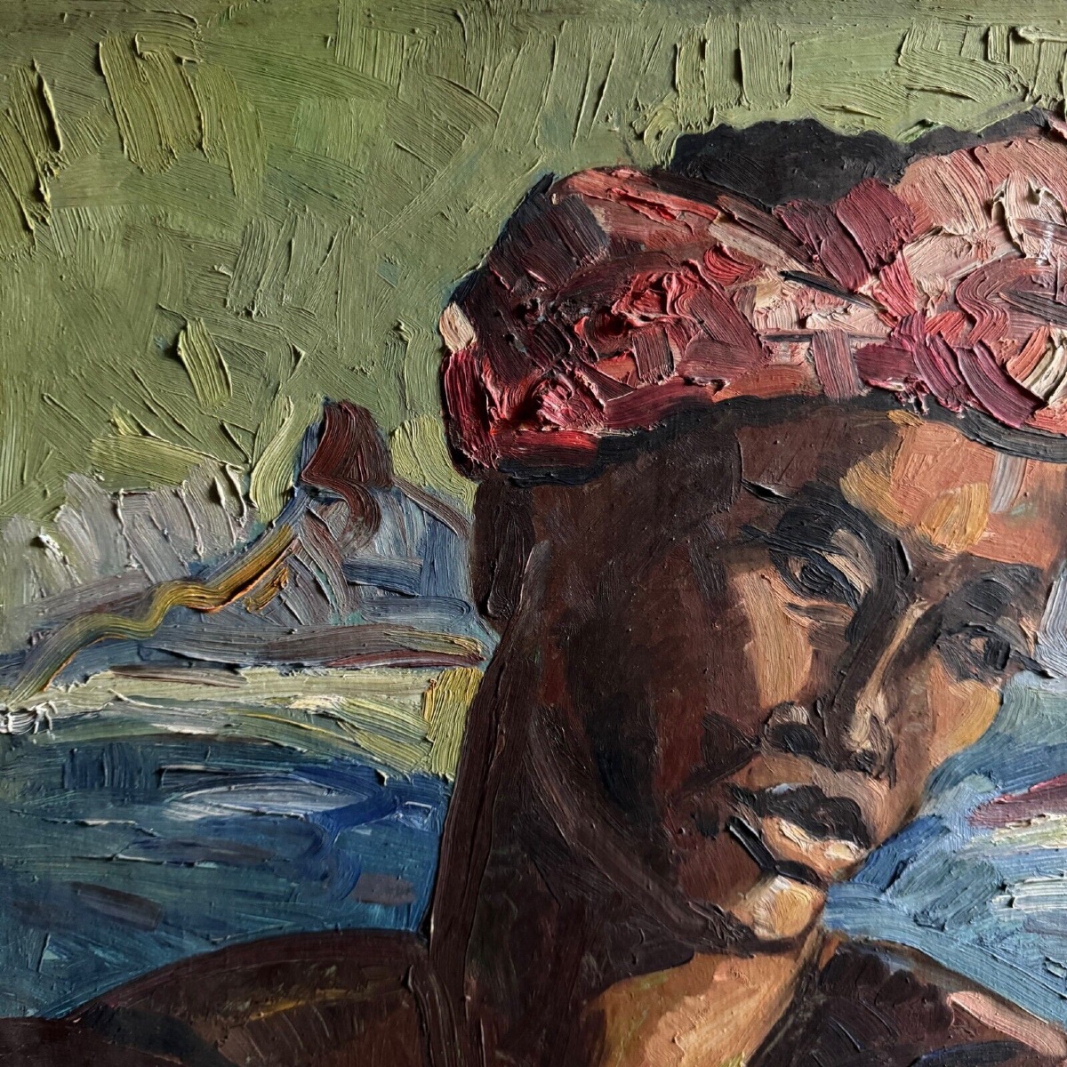 Oil On Panel Portrait Of A Comorian Woman At Work 1950-photo-4