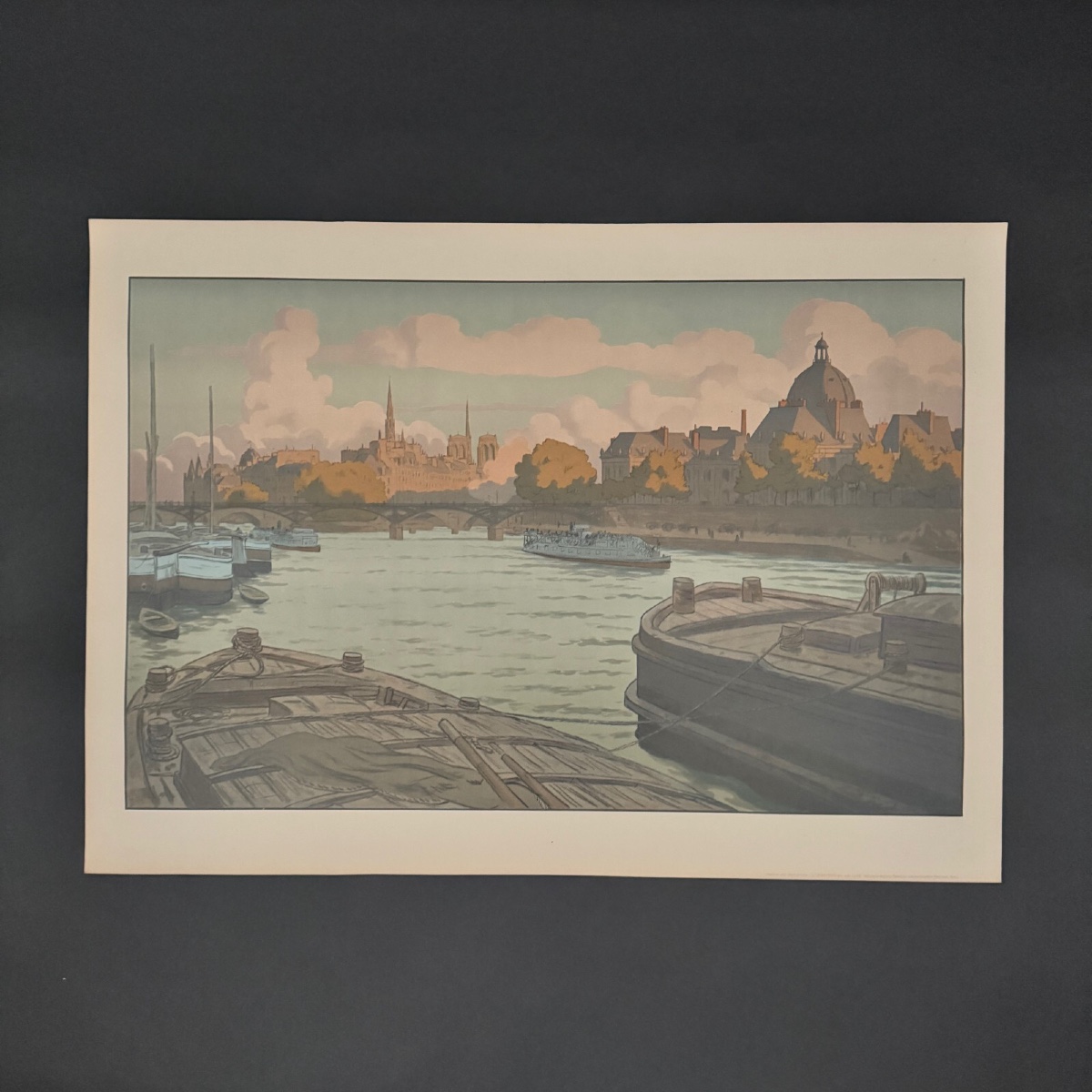 Lithographie par Henri Rivière Paysages Parisiens - L'Institut et la Cité