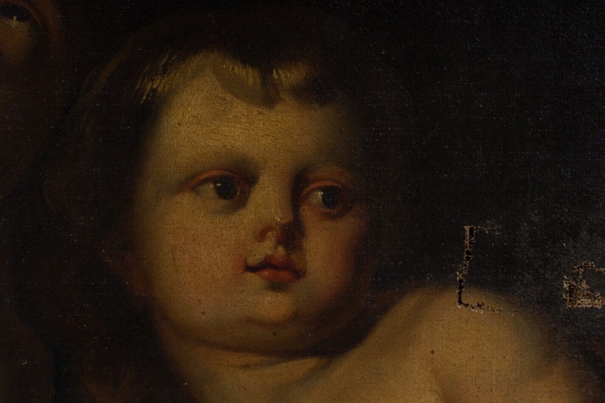 Oil On Canvas After Anthony Van Dyck Virgin And Child Early 19th Century-photo-2