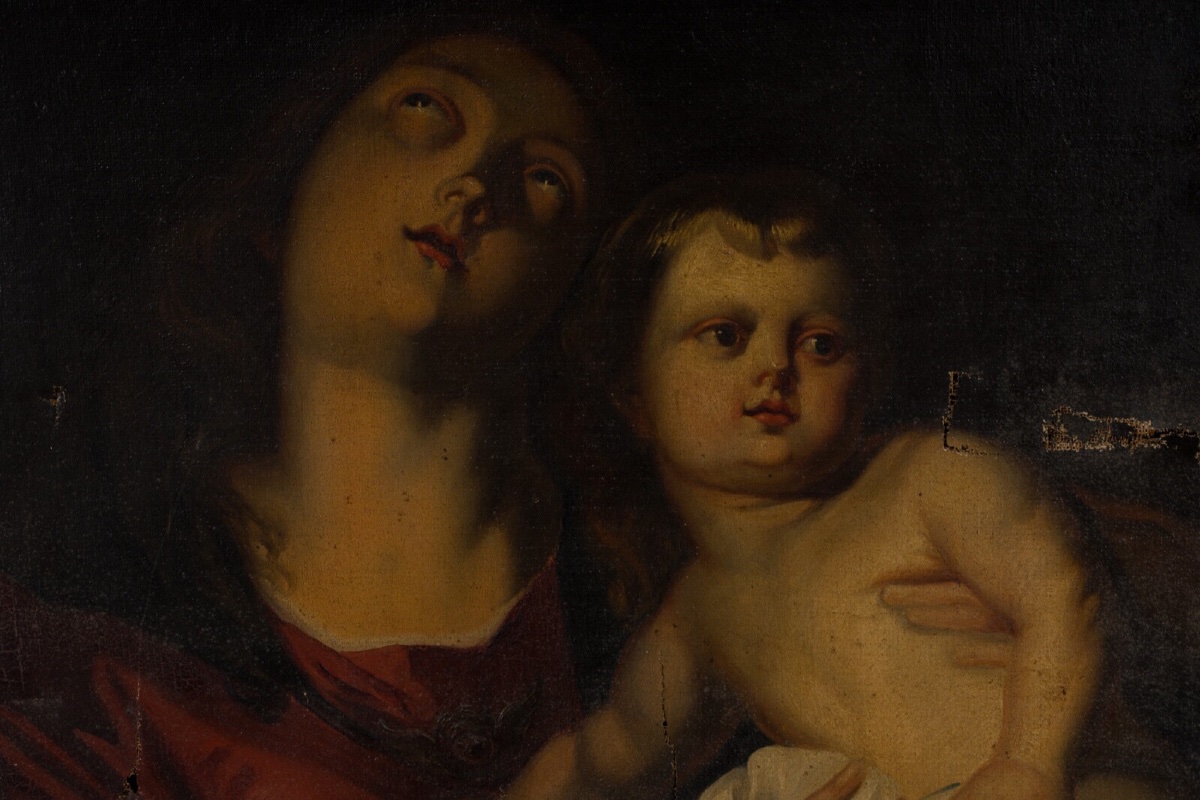 Oil On Canvas After Anthony Van Dyck Virgin And Child Early 19th Century-photo-4
