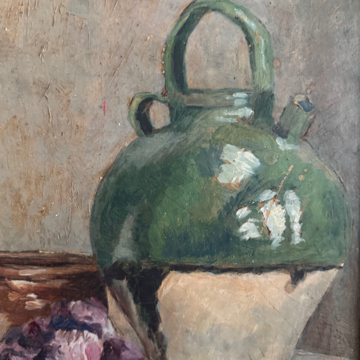 Huile sur carton nature morte à la cruche par M. Reppere XXe-photo-3