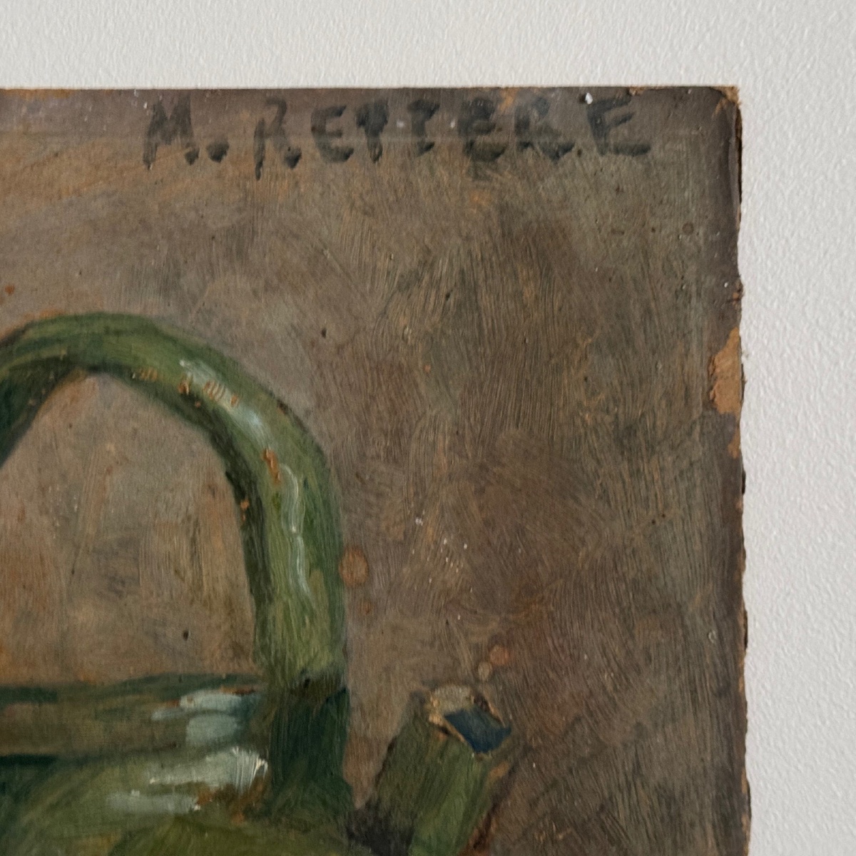 Huile sur carton nature morte à la cruche par M. Reppere XXe-photo-3
