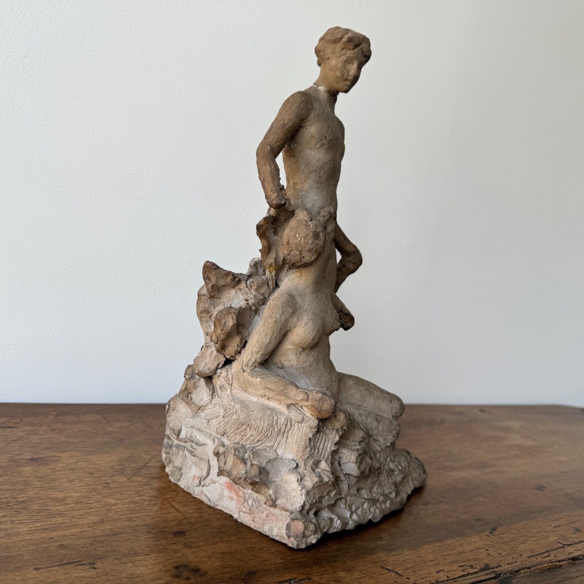 Workshop Plaster Cast By Ch. Filleul Representing A Couple In Antique 20th Century-photo-2
