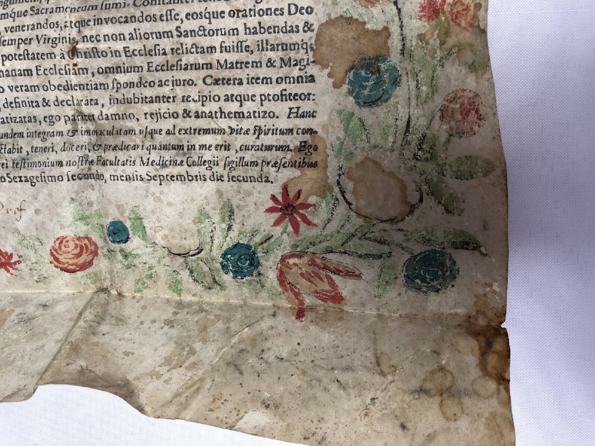 Handwritten Parchment Diploma Faculty Of Medicine Joannes De Resimont-photo-4