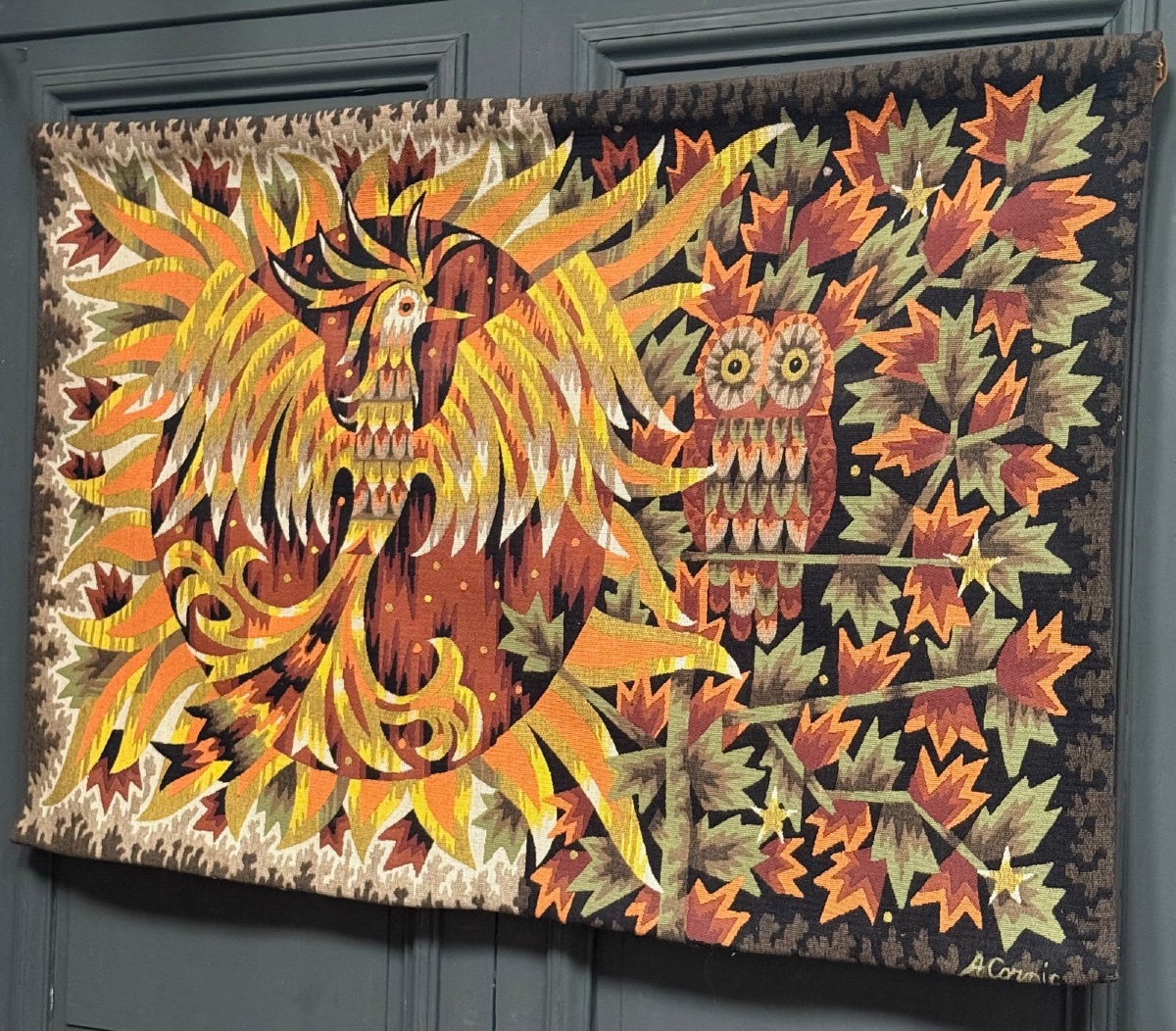 Bird Tapestry By A. Cornic 20th Century-photo-3