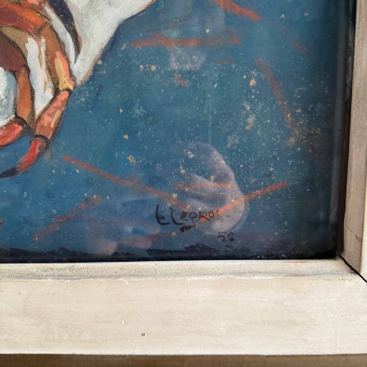 Watercolor On Paper By E. Legros 1956 Still Life With Crabs-photo-2