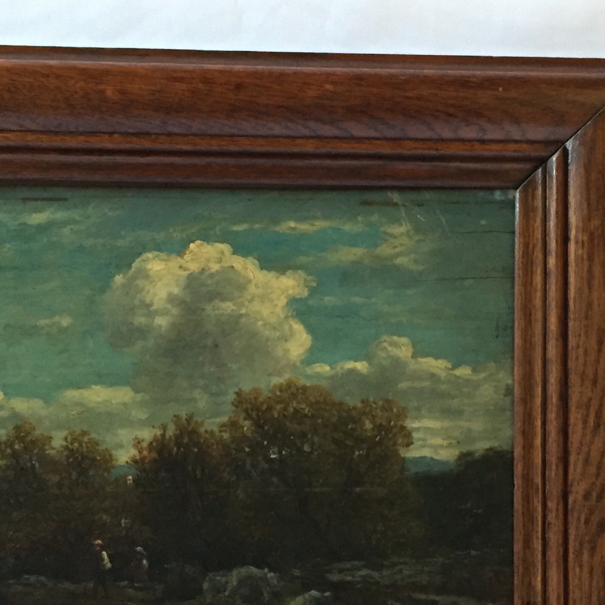 Huile sur panneau de bois par Henri Chevallier 1878 scène Barbizon-photo-1