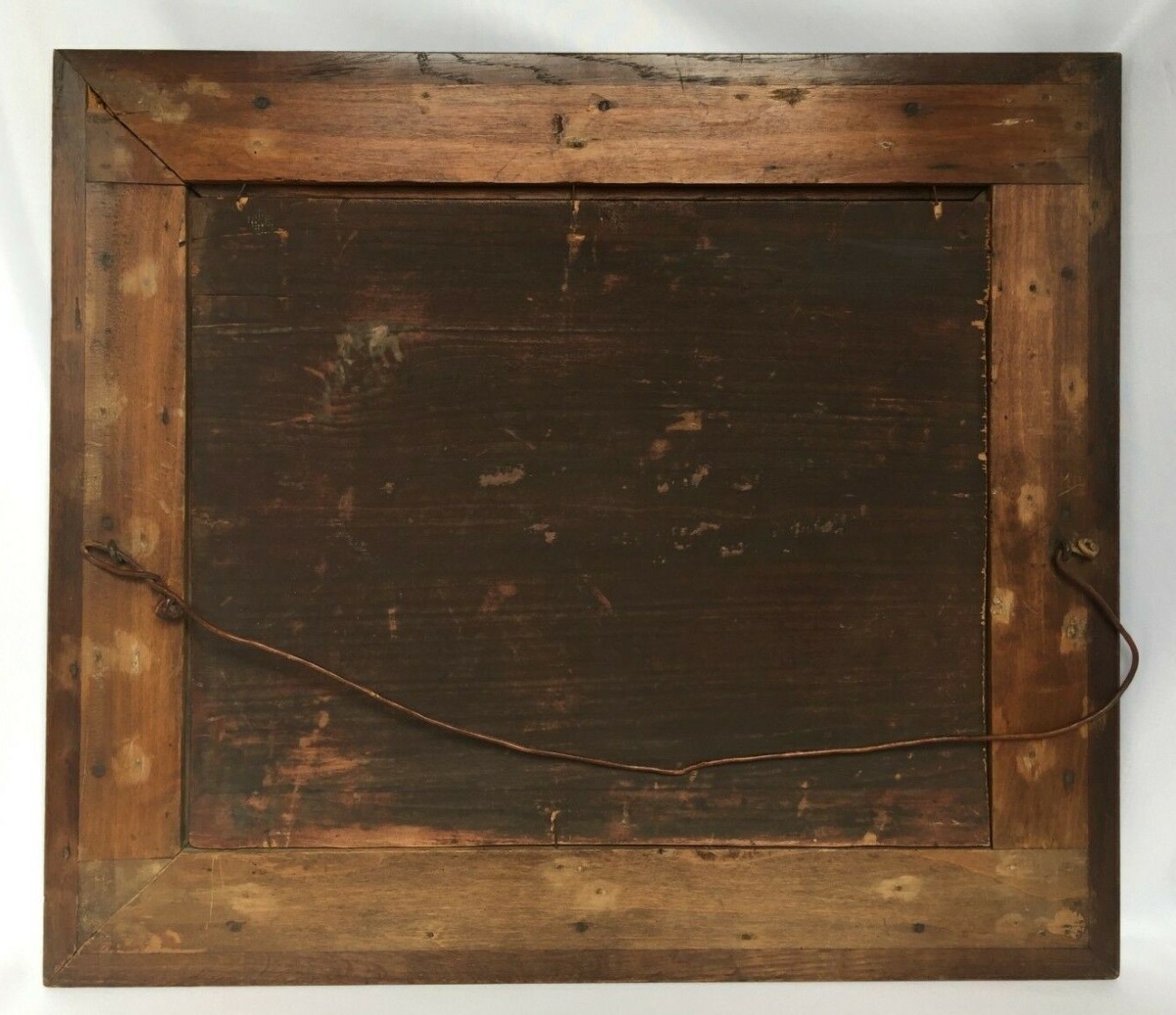 Huile sur panneau de bois par Henri Chevallier 1878 scène Barbizon-photo-7