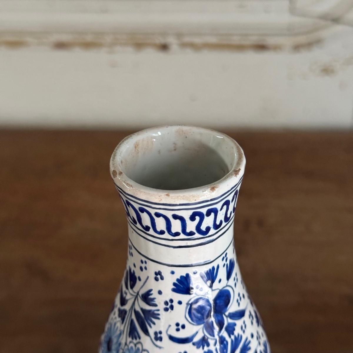 Vase gourde en faïence de Delft XVIIIe décor floral-photo-1