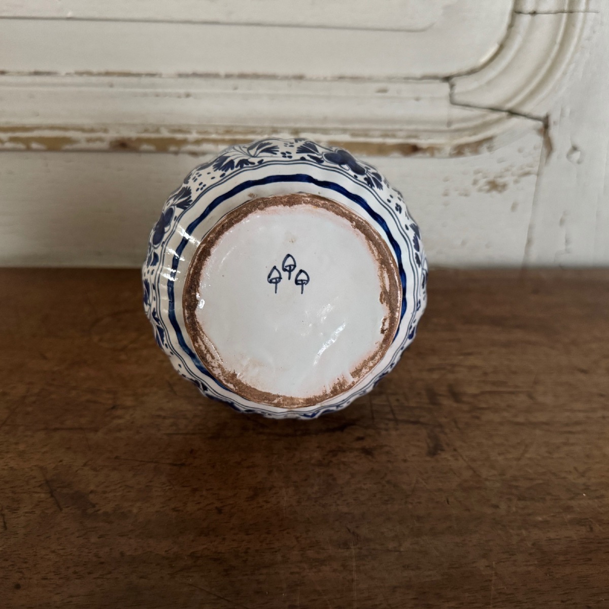 Vase gourde en faïence de Delft XVIIIe décor floral-photo-3