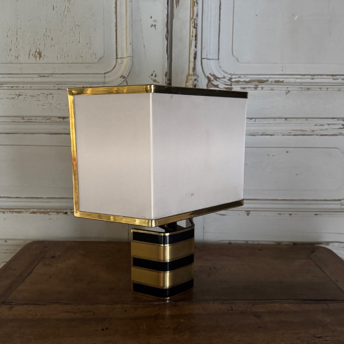 Lampe italienne Romeo Rega en laiton et laque XXe-photo-3