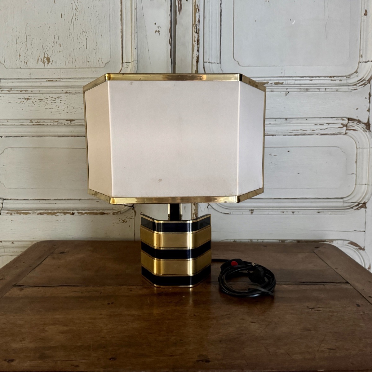 Lampe italienne Romeo Rega en laiton et laque XXe-photo-4