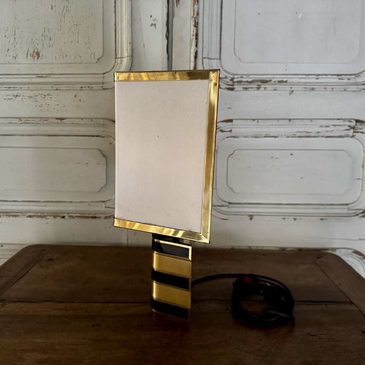 Lampe italienne Romeo Rega en laiton et laque XXe-photo-1