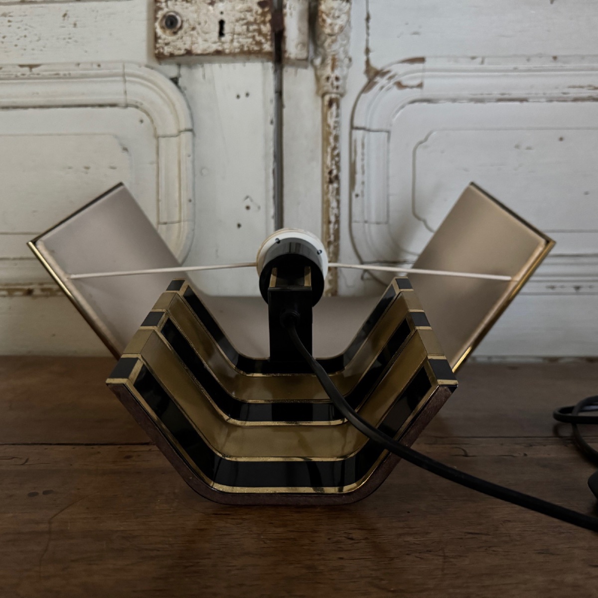 Lampe italienne Romeo Rega en laiton et laque XXe-photo-8